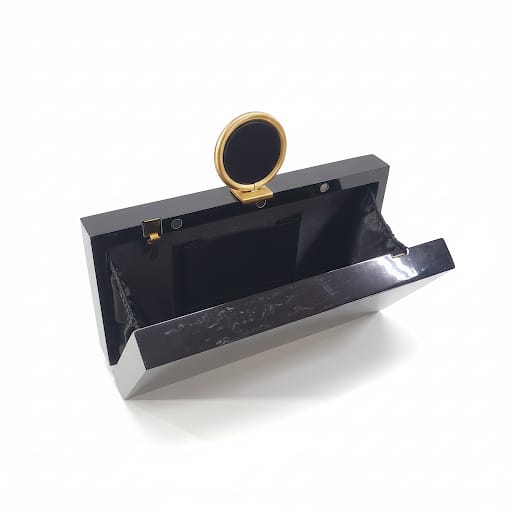 Black Resin Clutch | Brass Knob
