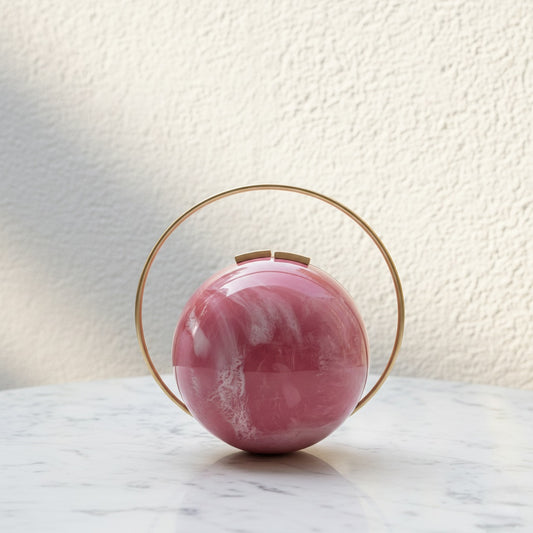 Pink Spherical Clutch | Brass Handle