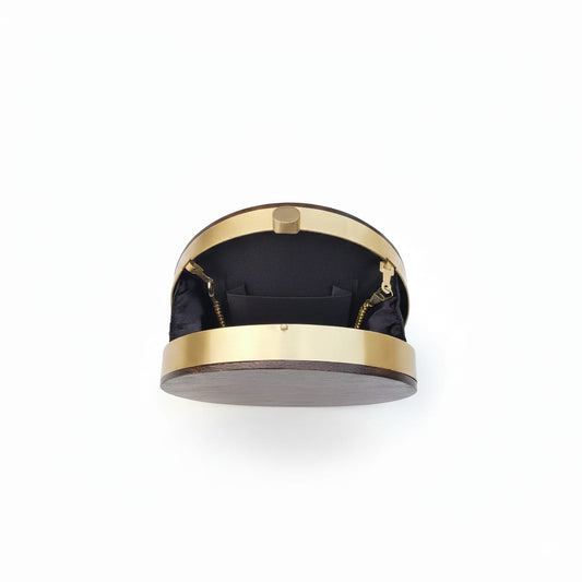 Ultra Luxe Mini Round Clutch | Brass x Rosewood
