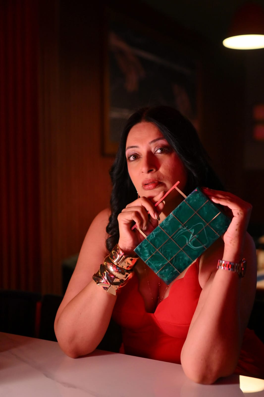 Signature Inlay Clutch | Brass Handle