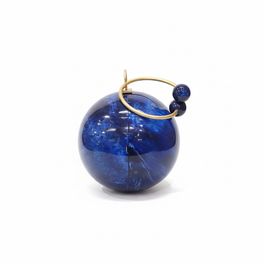 Blue Spherical Clutch | Brass Bracelet Handle