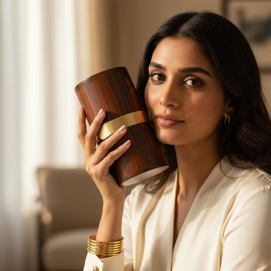 Cylindrical Wooden Clutch | Brass Latch