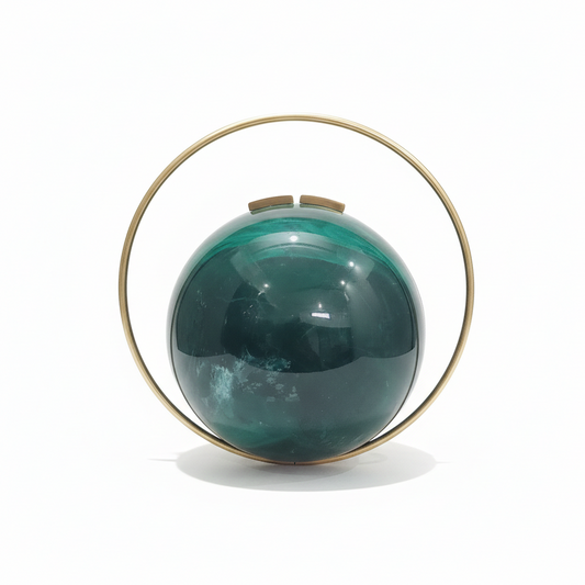 Green Spherical Clutch | Brass Handle