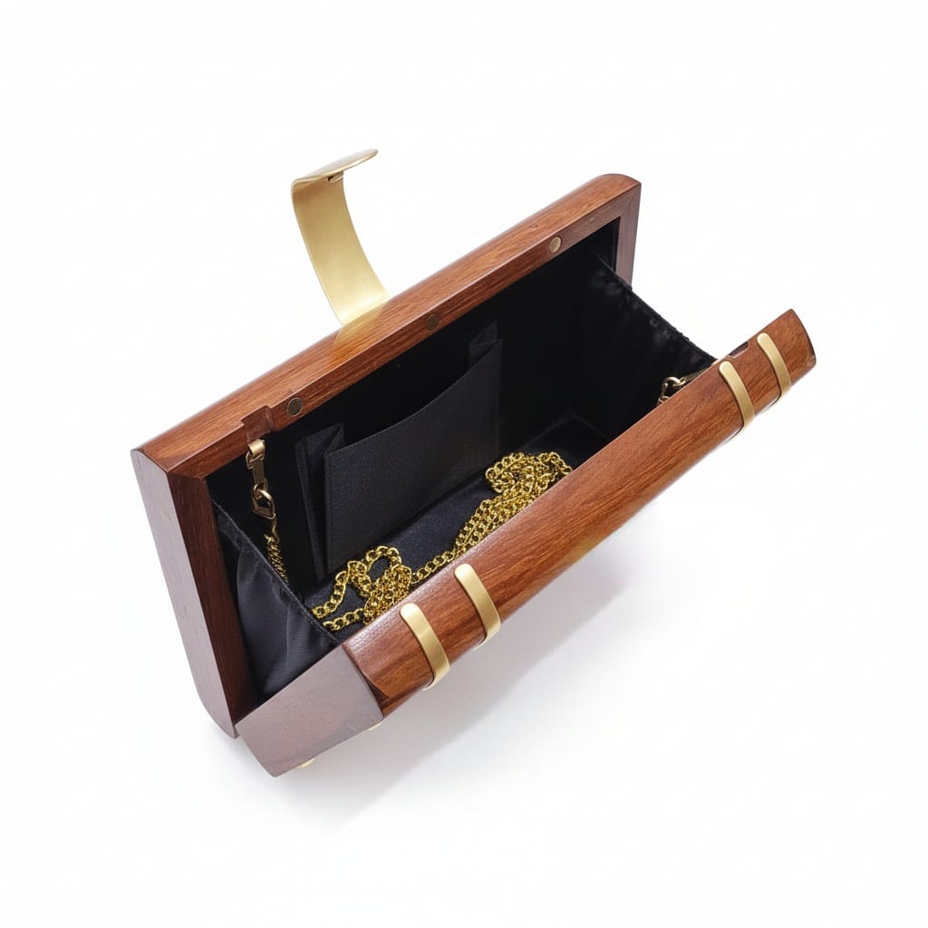 Handcafted Brass Strips Clutch | Brass Latch