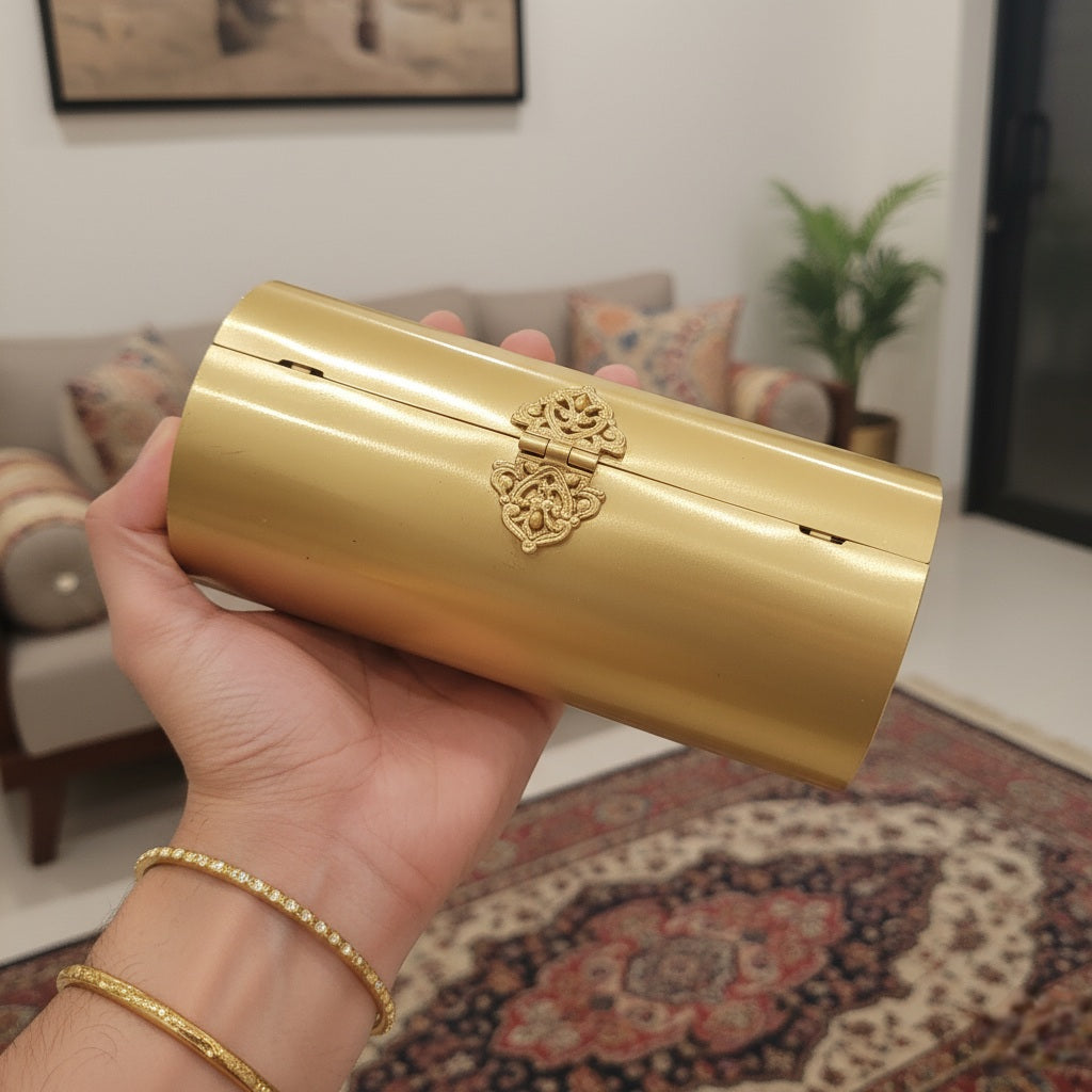 Luxe Brass Cylindrical Clutch