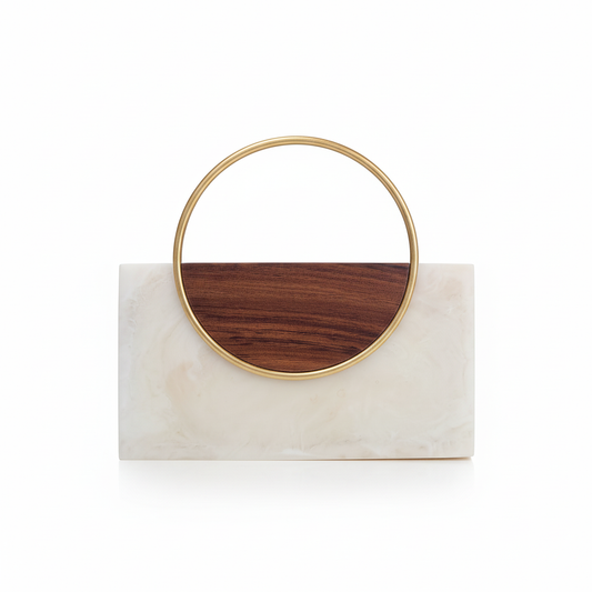 Ivory Resin Clutch | Brass Handle