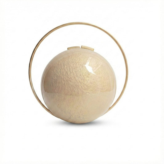Golden Pearl Spherical Clutch | Brass Handle