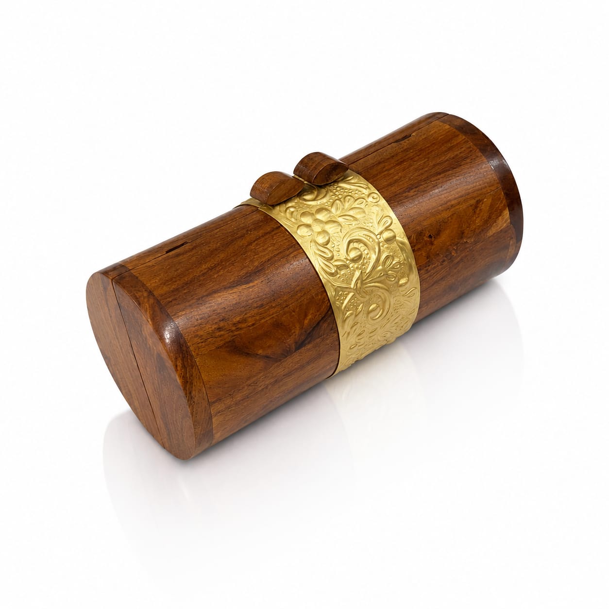 Cylindrical Wooden Clutch | Brass Vintage