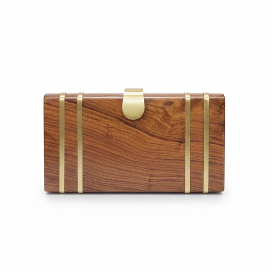 Handcafted Brass Strips Clutch | Brass Latch