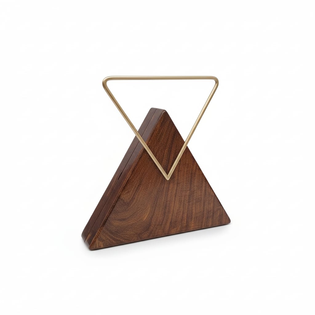 Triangle Wooden Clutch | Brass Handle