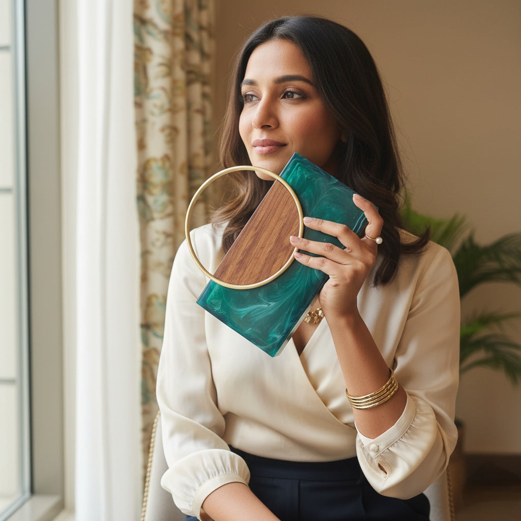 Halo Resin Clutch | Brass Handle
