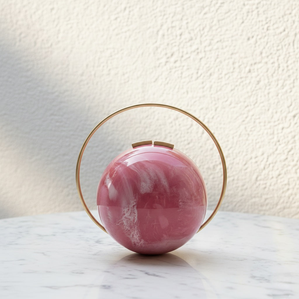 Pink Spherical Clutch | Brass Handle