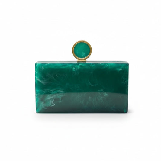 Emerald Resin Clutch | Brass Knob