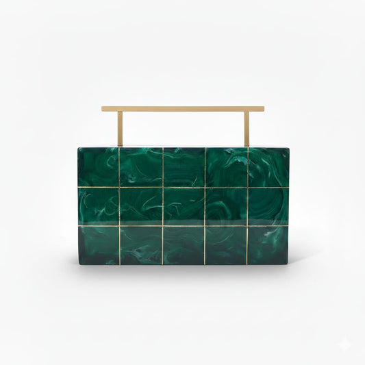 Emerald Resin Inlay Clutch | Brass Handle