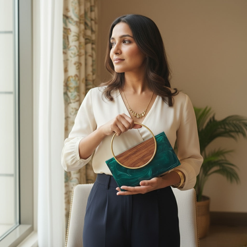 Halo Resin Clutch | Brass Handle