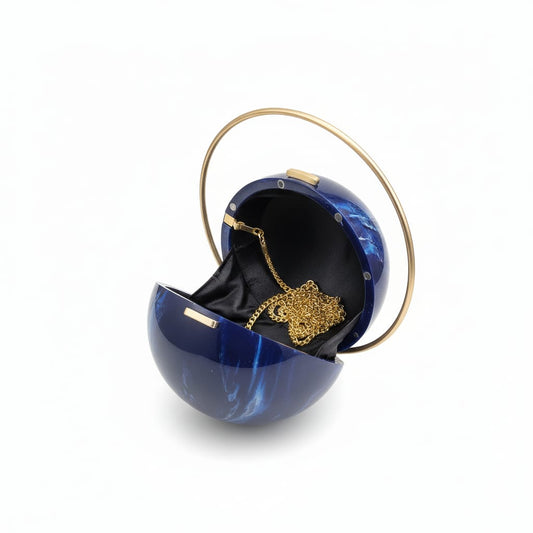Blue Spherical Clutch | Brass Handle