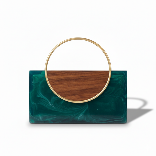 Emerald Resin Clutch | Brass Handle