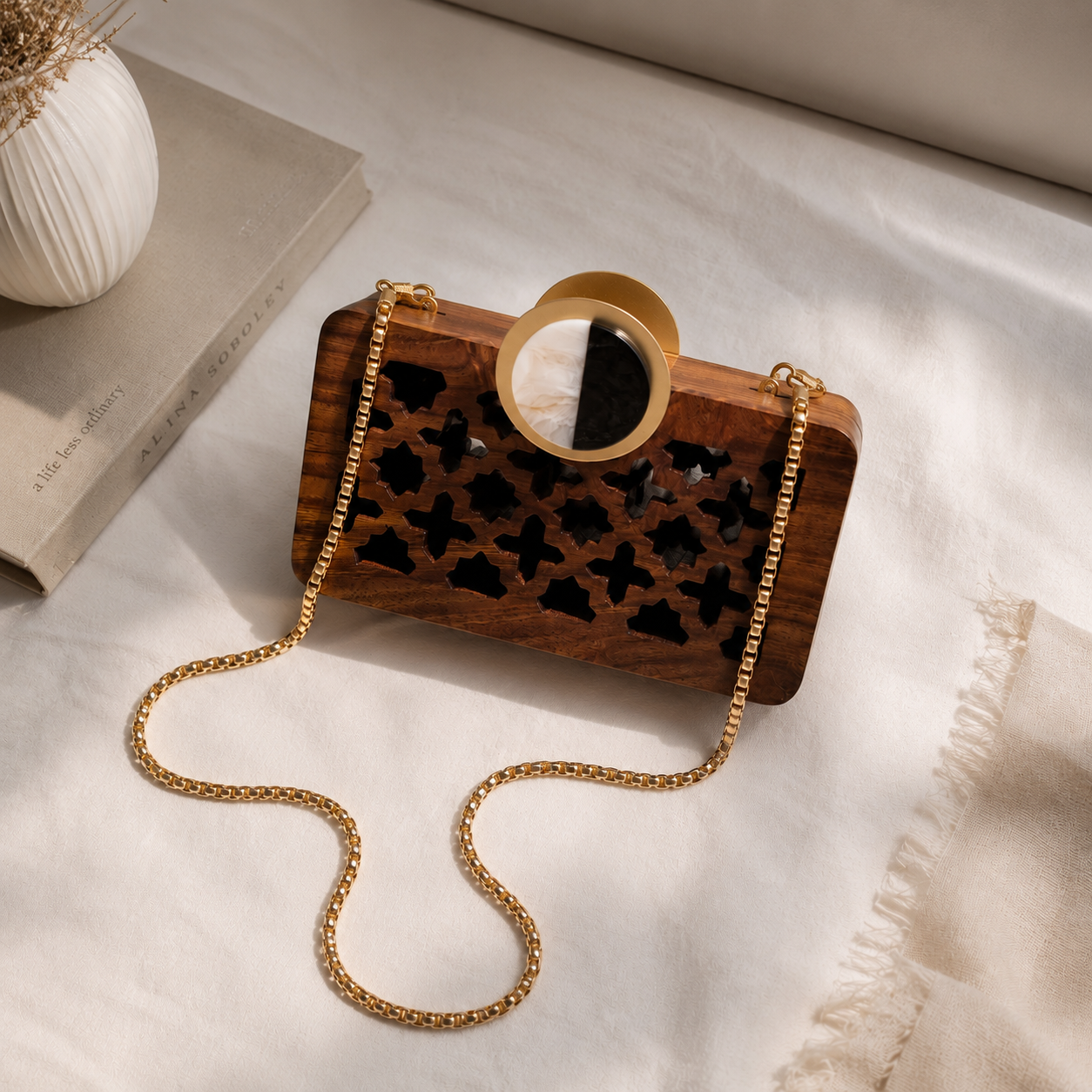 Wooden Mesh Clutch