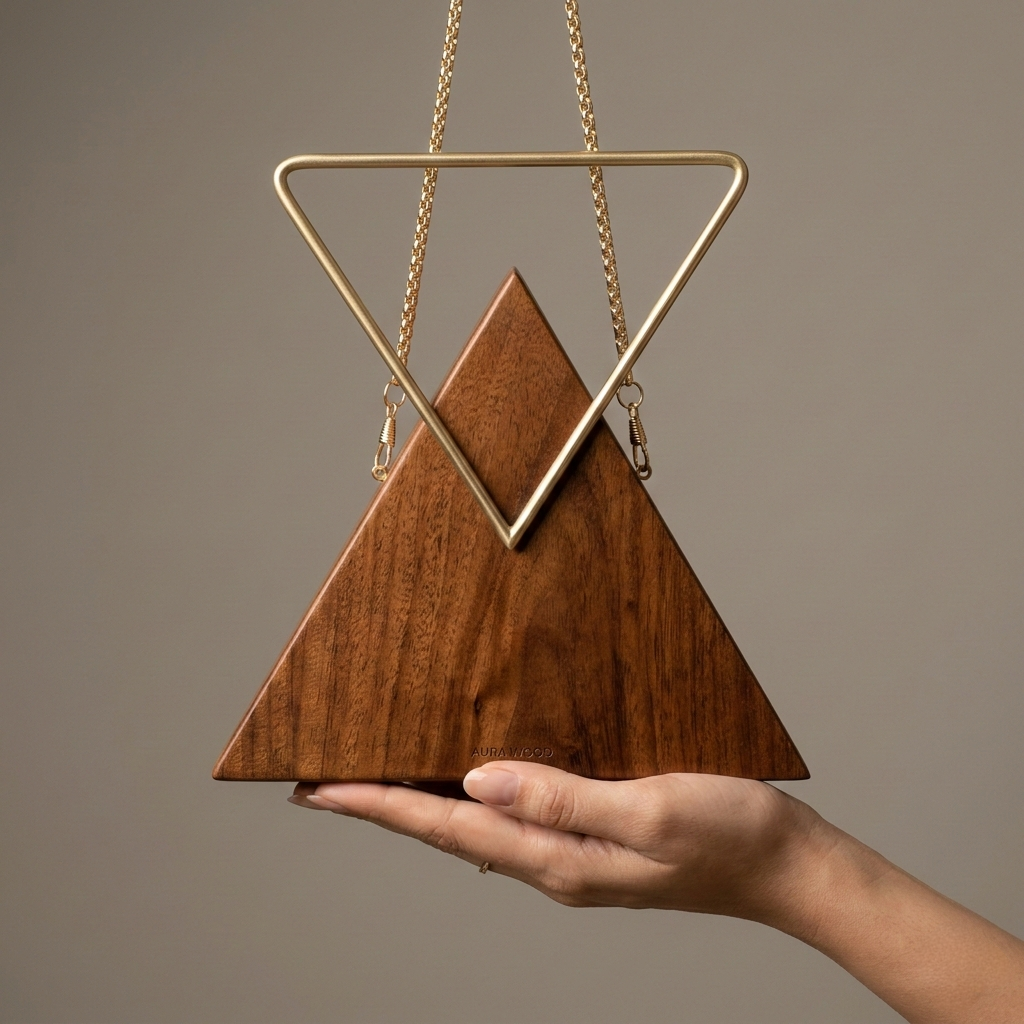 Triangle Wooden Clutch | Brass Handle