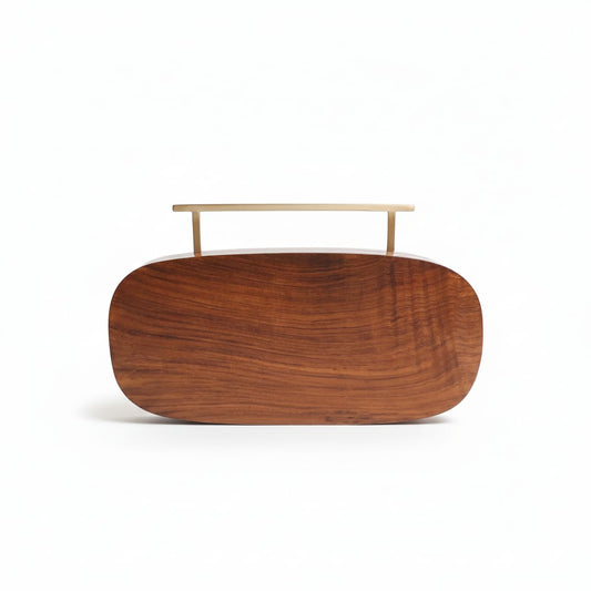 Wooden Flat Capsule Clutch | Brass Handle