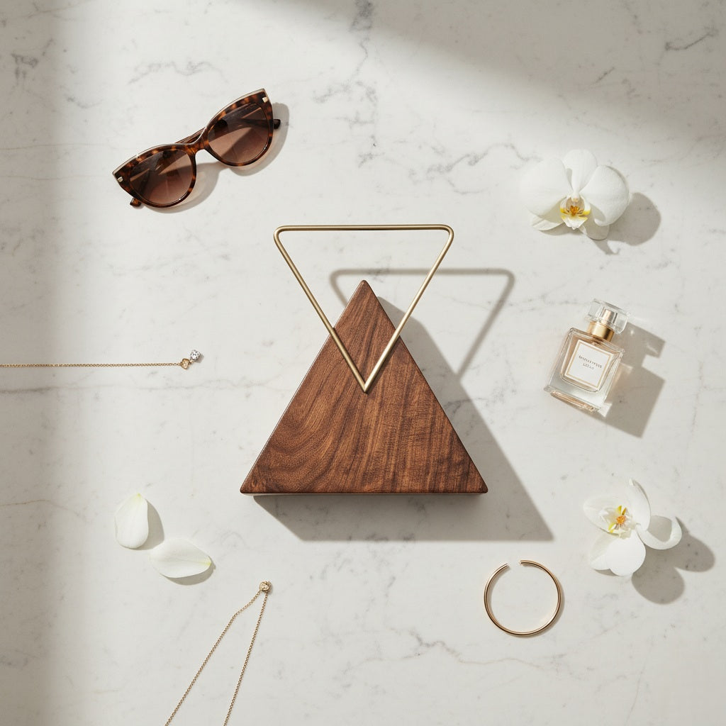 Triangle Wooden Clutch | Brass Handle