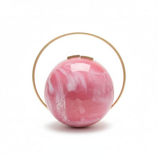 Pink Spherical Clutch | Brass Handle