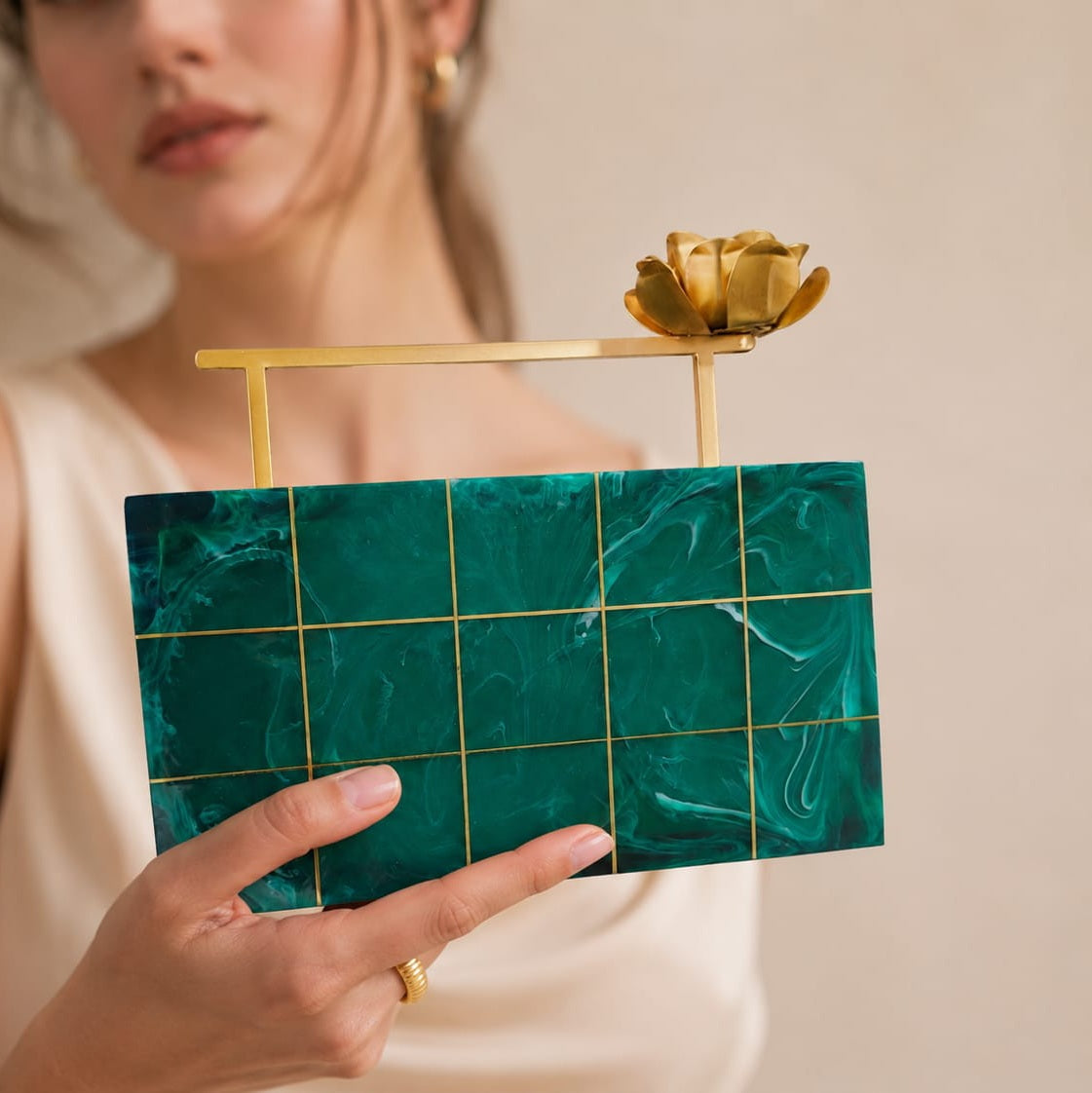 Signature Inlay Clutch | Rose Handle