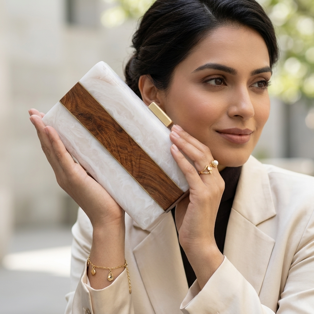Ivory Luxe Resin Clutch