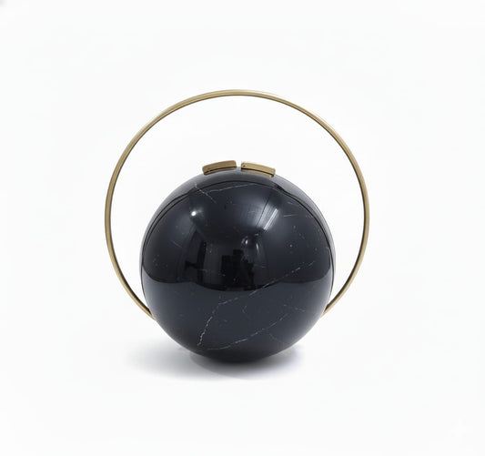 Black Spherical Clutch | Brass Handle