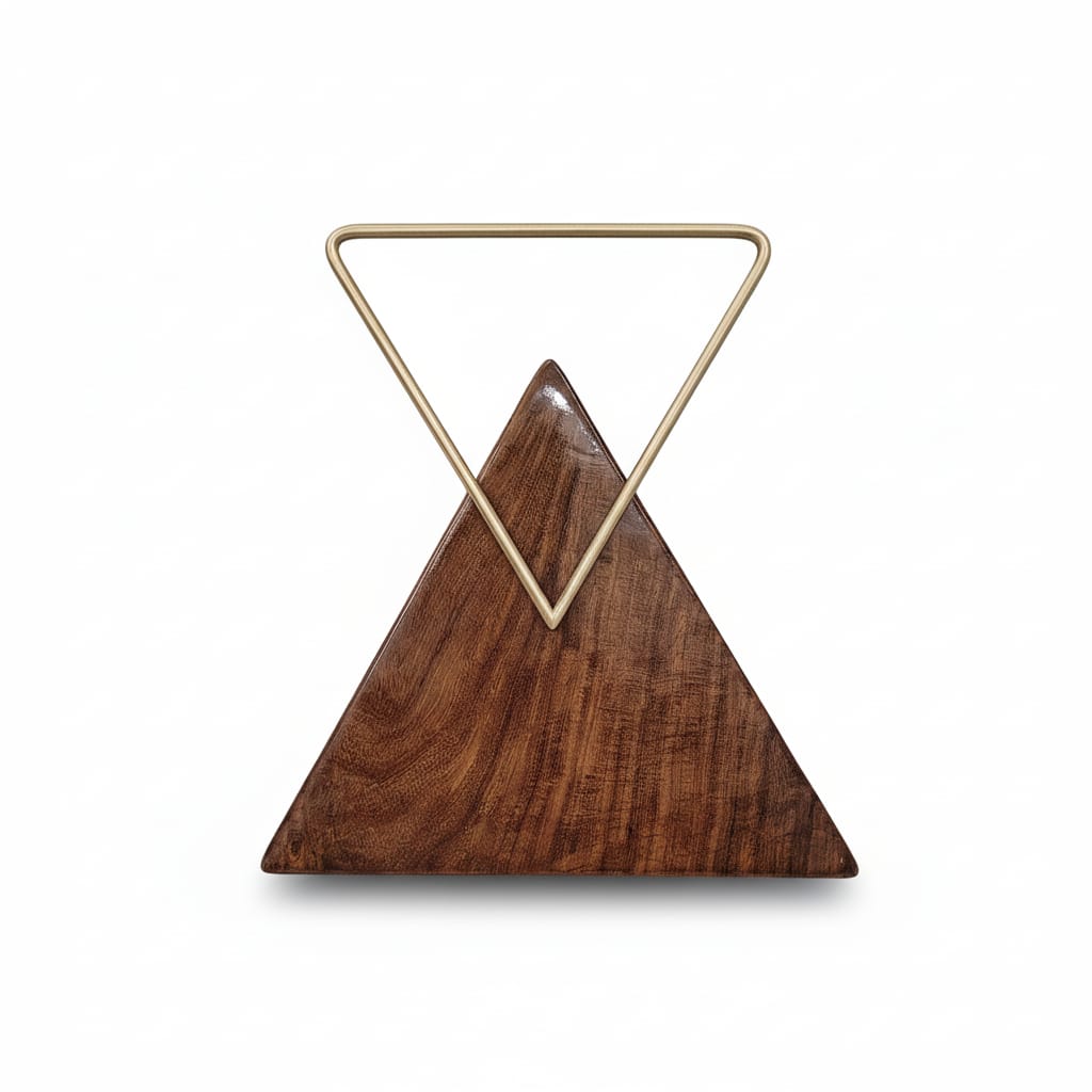 Triangle Wooden Clutch | Brass Handle