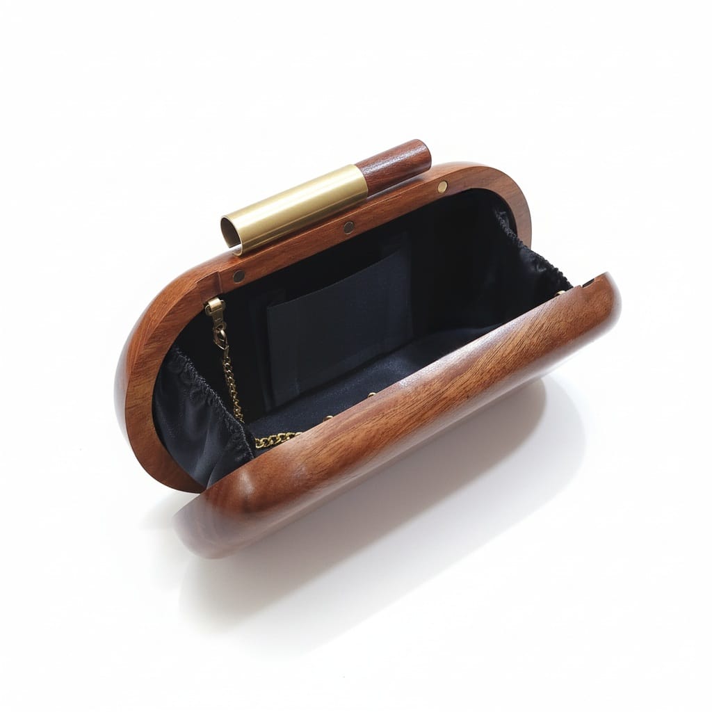 Wooden Capsule Clutch | Brass Knob