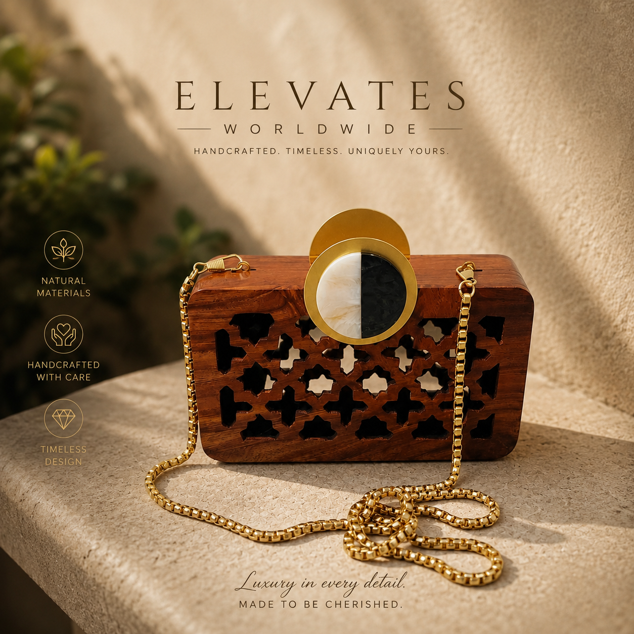 Wooden Mesh Clutch