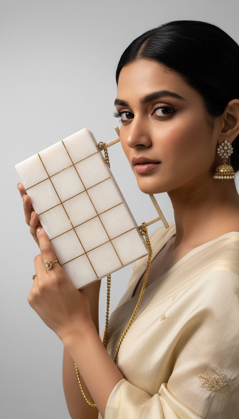 Signature Inlay Clutch | Brass Handle