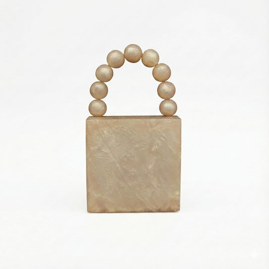 Golden Pearl Beads Clutch