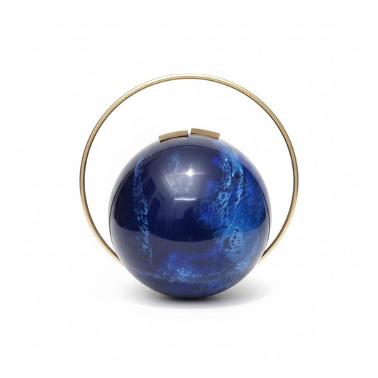 Blue Spherical Clutch | Brass Handle
