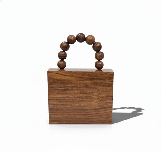 Square Wooden Clutch | Beads Handle