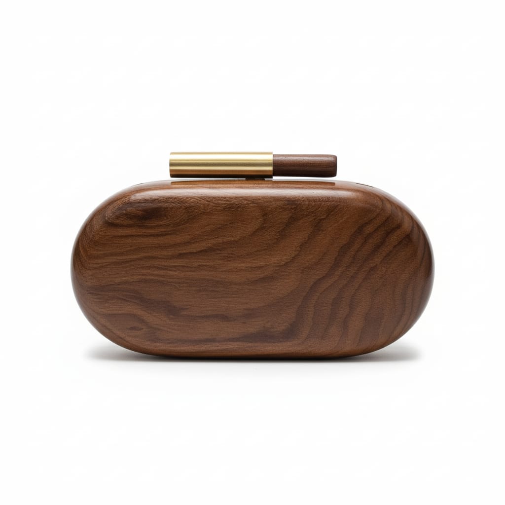 Wooden Capsule Clutch | Brass Knob