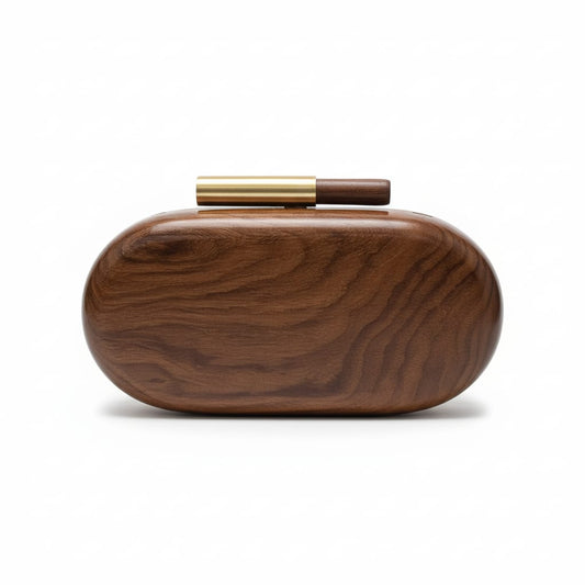 Wooden Capsule Clutch | Brass Knob