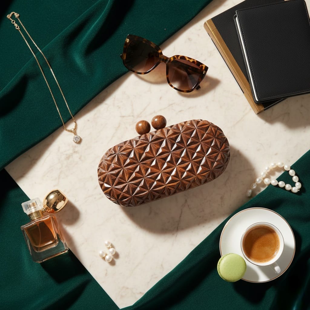 Handcarved Capsule Clutch | Wood Knobs