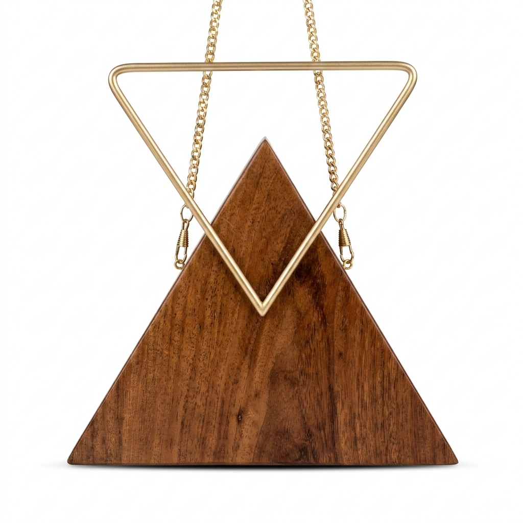 Triangle Wooden Clutch | Brass Handle