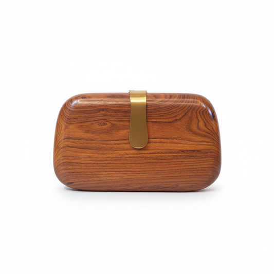 Curvy Wooden Clutch | Brass Latch
