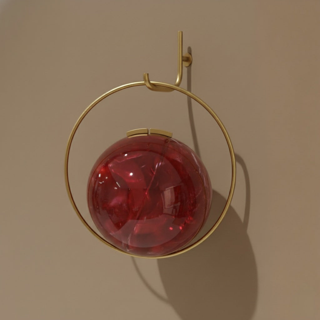 Red Spherical Clutch | Brass Handle