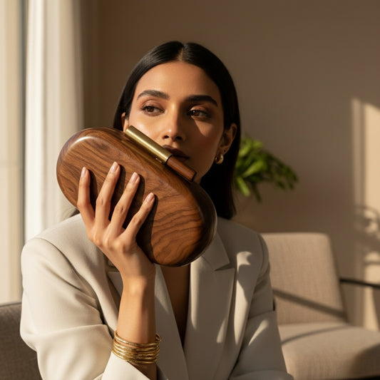 Capsule wooden Clutch | Brass Knob