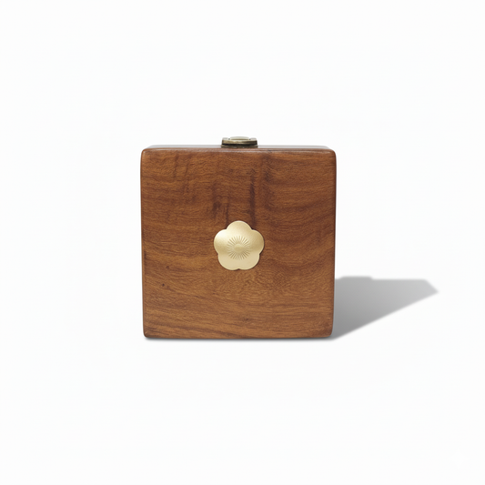 Mini Square Wooden Clutch |Buckle Knob