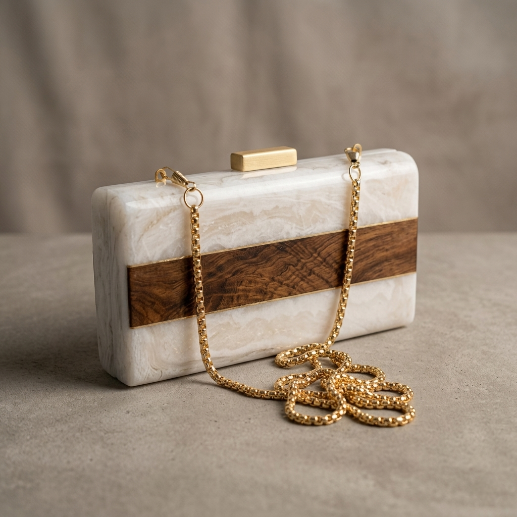 Ivory Luxe Resin Clutch