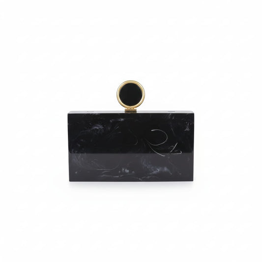Black Resin Clutch | Brass Knob