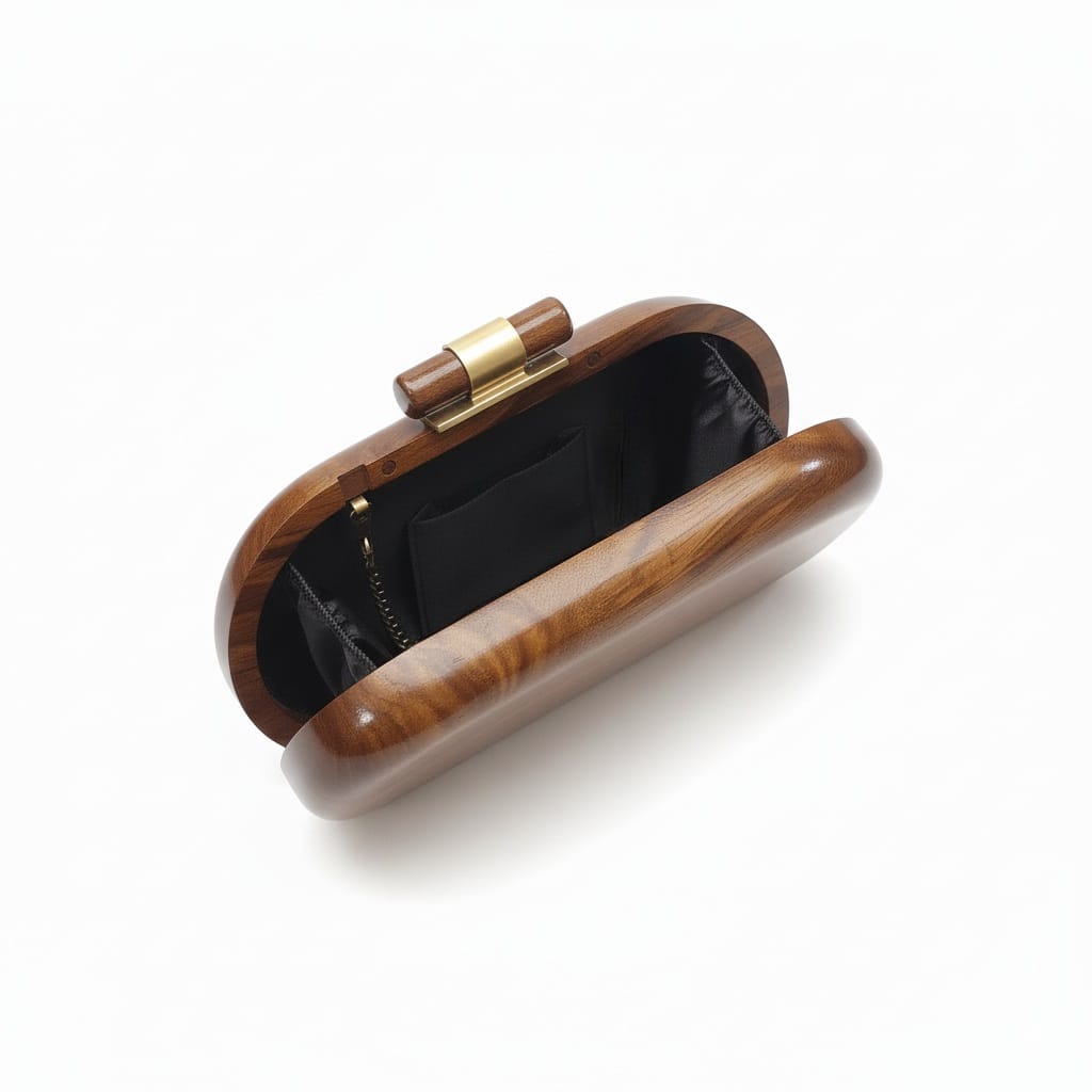 Wooden Capsule Clutch - 9"x4.5" | Brass Knob