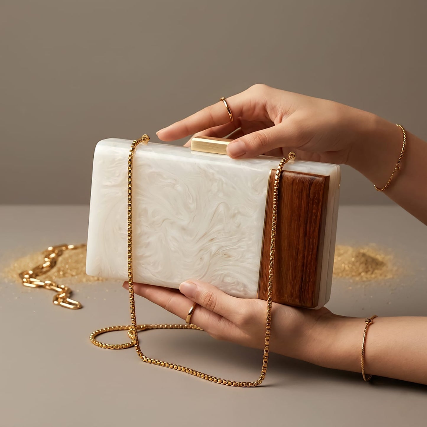 Ivory Luxe Resin Clutch