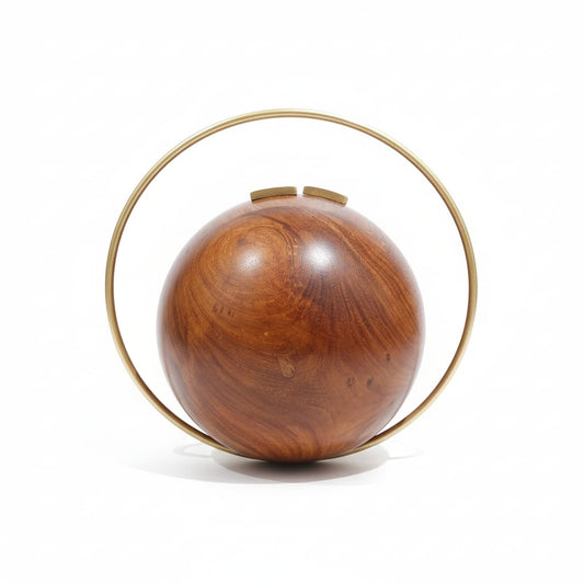 Wooden Spherical Clutch | Brass Handle