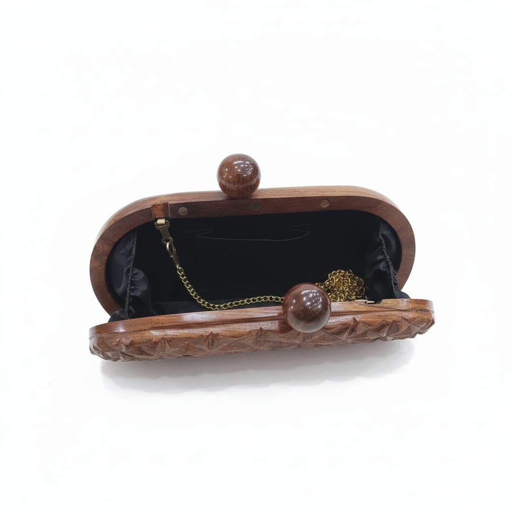 Handcarved Capsule Clutch | Wood Knobs